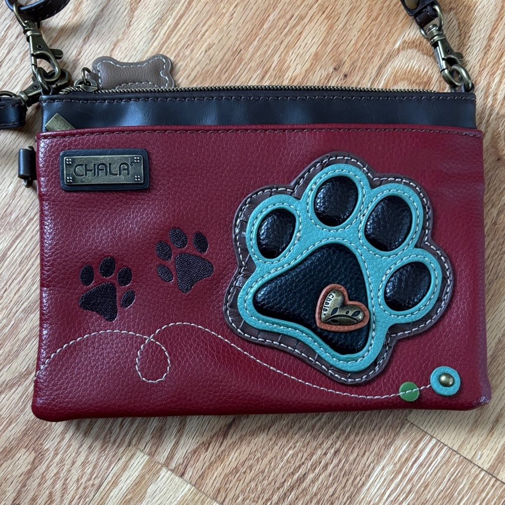 Chala Burgundy and Black Wristlet